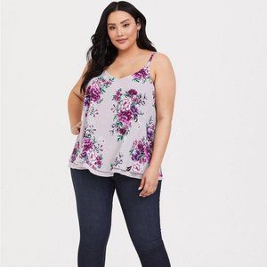 Sophie Challis Double Layer Swing Cami - Grey/Purple Floral Print